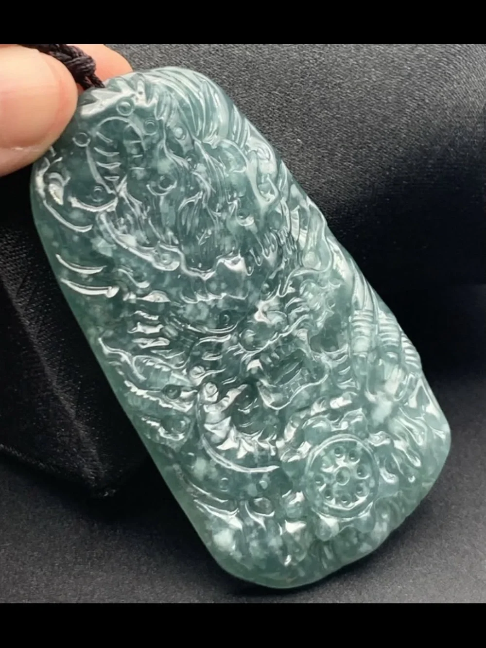 Certificate Jadeite Jade Green Wealth Dragon pendant